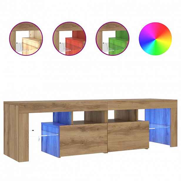 vidaXL TV stolek s LED dub artisan 140 x 36,5 x 40 cm kompozitní dřevo