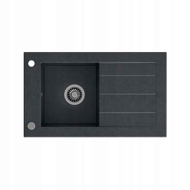 Quadron Will Granitový dřez Jednokomorový 77x46x18,5 cm Černá Záslepka