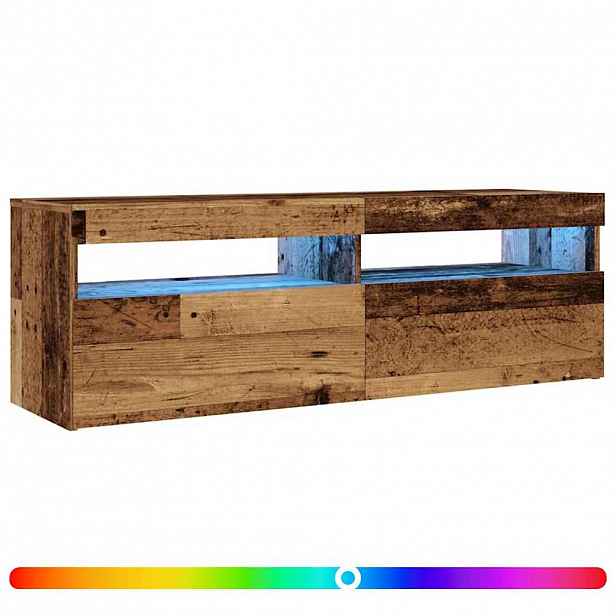 vidaXL TV stolek s LED old wood 120 x 35 x 40 cm kompozitní dřevo