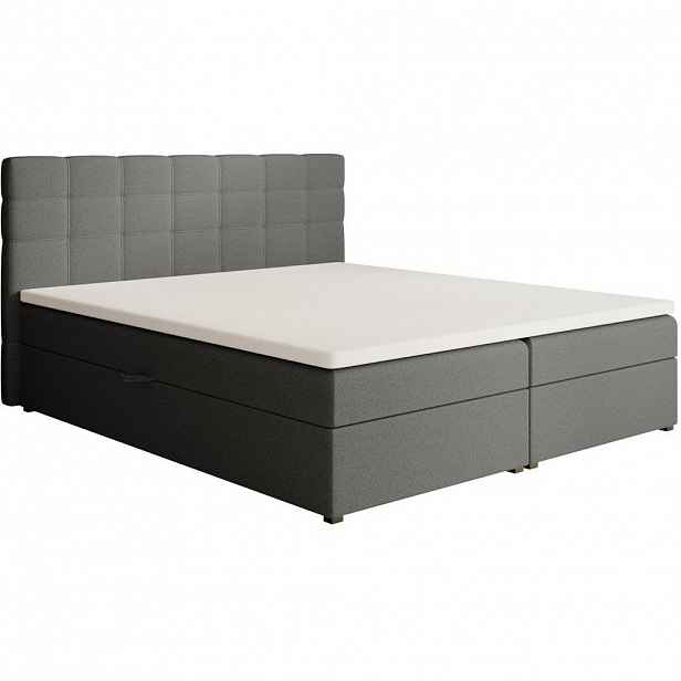 Beautysofa ČALOUNĚNÁ postel Topiq I 184/203/103, tmavě šedá, bouclé látka