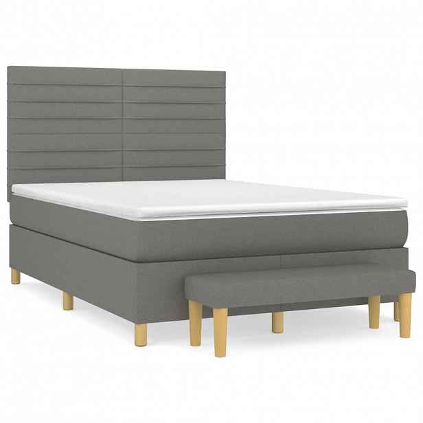 vidaXL Box spring postel s matrací tmavě šedý 140 x 190 cm textil