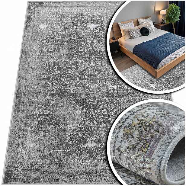 Elegantní Lesklý Šedý Turecký Koberec Do Obývacího Pokoje Koberce Latina 80x150