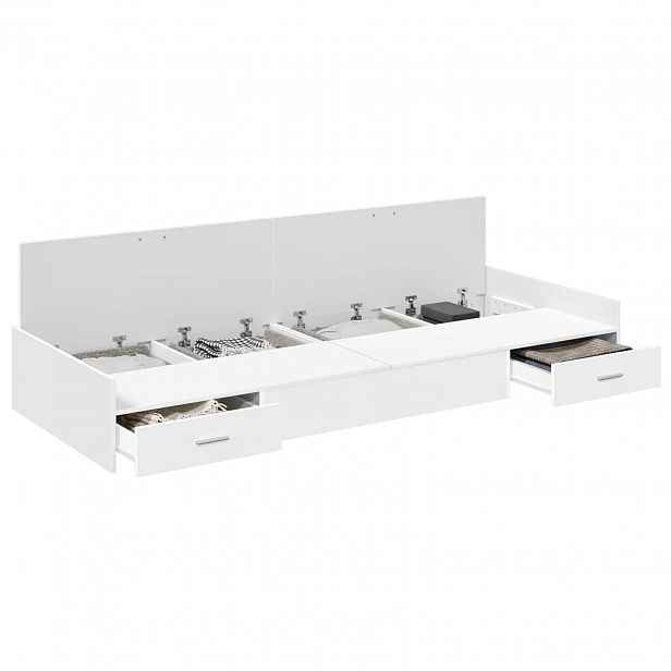 vidaXL Rám postele se zásuvkou Bílá 75 x 190 cm Kompozitní dřevo