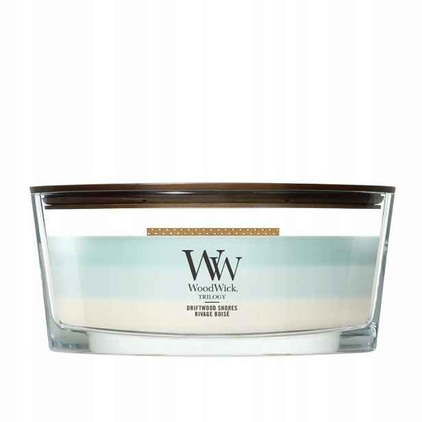 WoodWick Driftwood Shores vonná svíčka elipsa Trilogy 453g