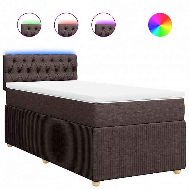 vidaXL Box spring postel s matrací tmavě hnědá 100 x 200 cm textil