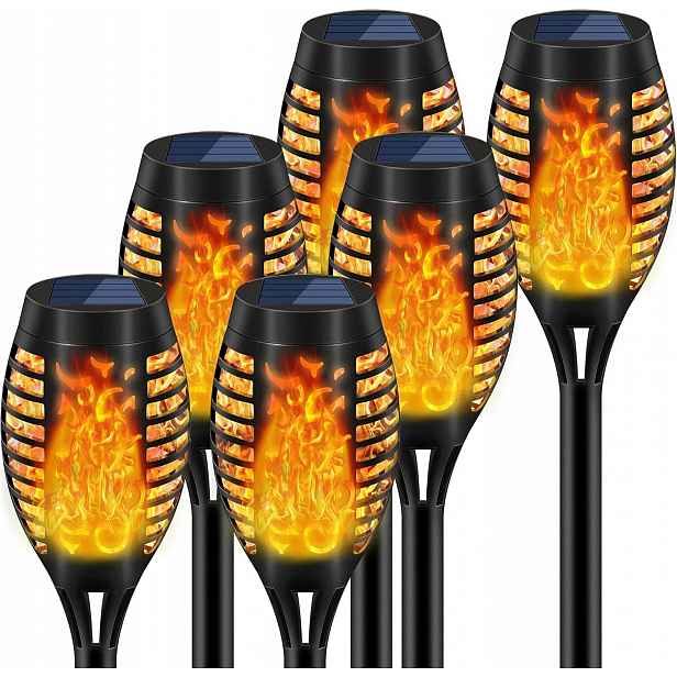 6 x Solární Lampa Led Pochodeň Efekt Plamene Oheň Set