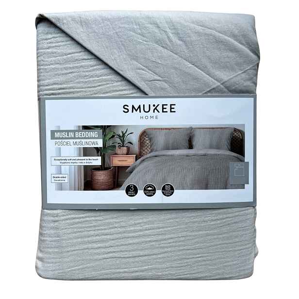 Bavlněné povlečení Mušelínové 160x200 světle šedé