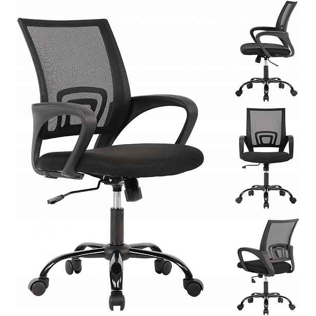Kancelářská otočná židle ergonomická ze síťoviny a tkaniny, pohodlná a stabilní
