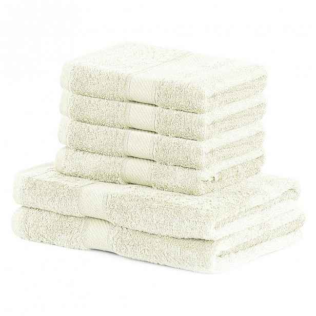 Set 2 světle béžových osušek a 4 ručníků DecoKing Bamby Ecru