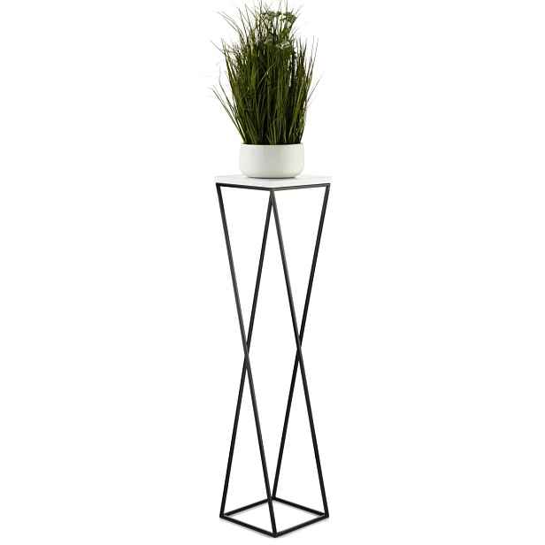 HowHomely Květinový stojan LOFT I 100 cm černý/bílý