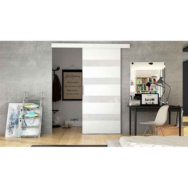 Posuvné dveře MIRAN 5 - 70 cm, bílé / bílé sklo
