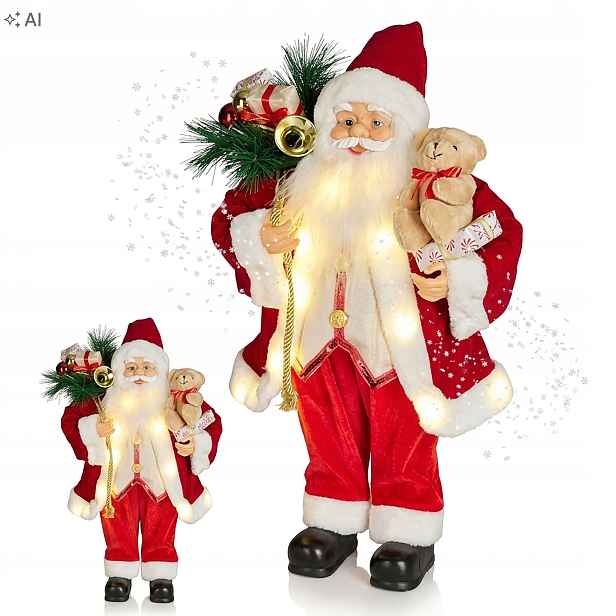 Svatý Mikuláš stojící Led figurka velký 60 cm vánoční ozdoba dekorace