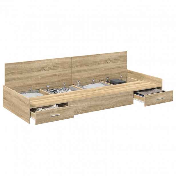 vidaXL Rám postele se zásuvkou Sonoma dub 75 x 190 cm Kompozitní dřevo