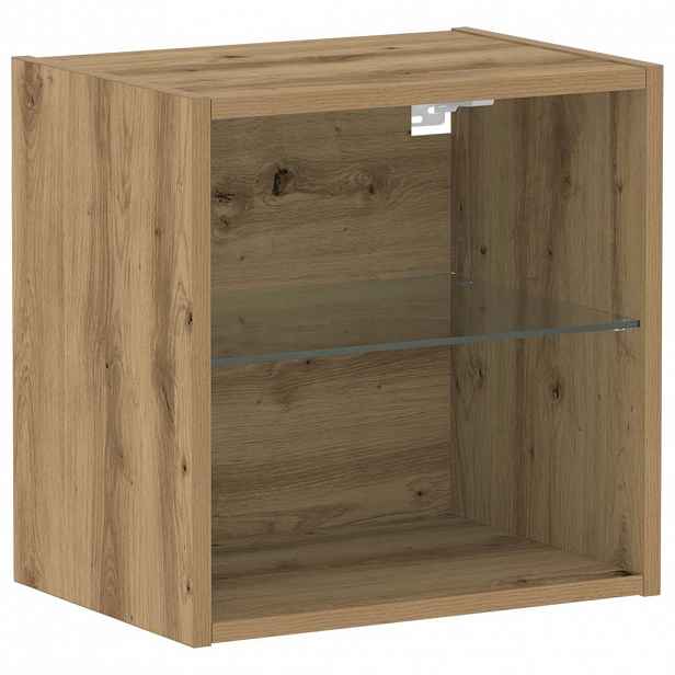 vidaXL Floating Shelf with LED Light s policí Hnědá 40 x 28,5 x 40 cm