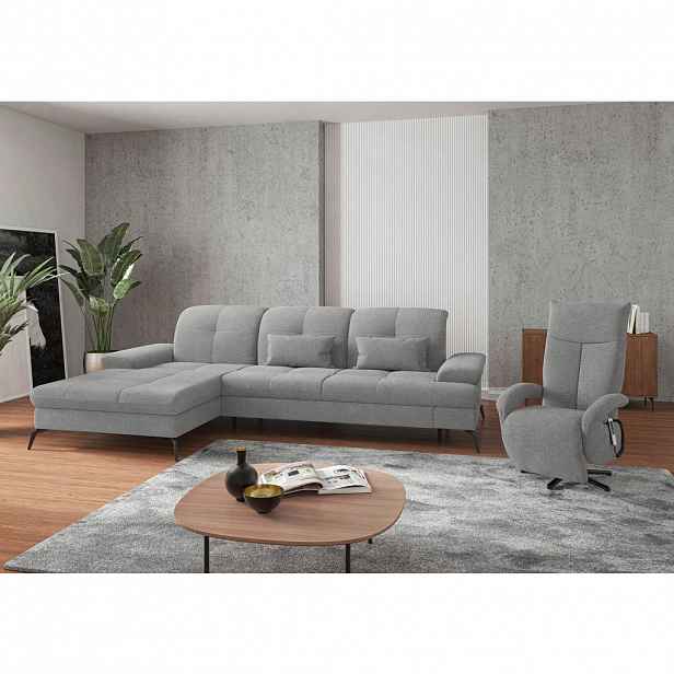 Sit & More ROHOVÁ SEDAČKA, textil, světle šedá