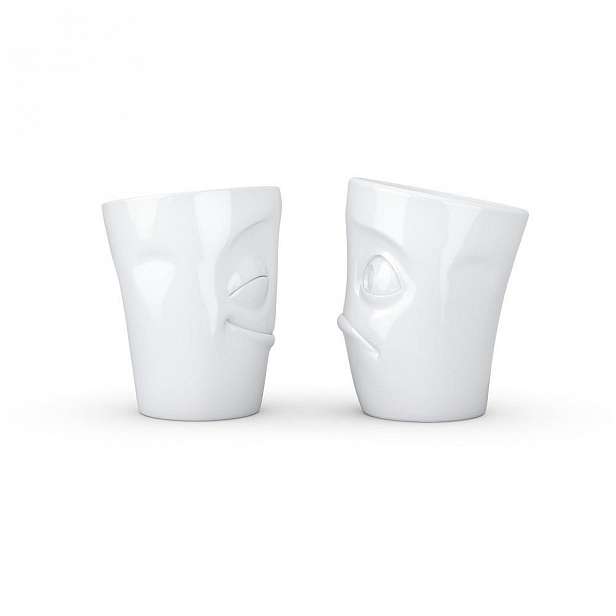 Sada 2 bílých hrnků z porcelánu 58products Cheery & Baffled