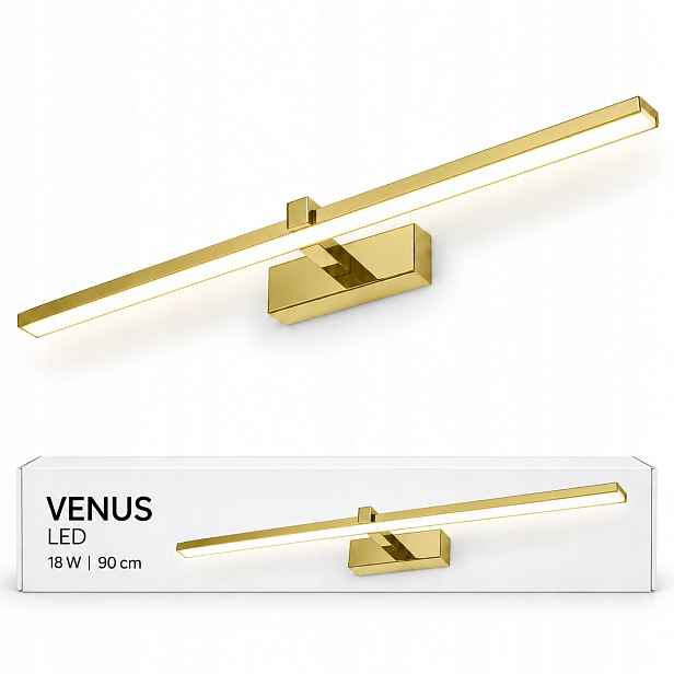 Venus zlatá Led nástěnná lampa 18W 90 cm pro zrcadlo neutrální 4200K IP44 1100lm