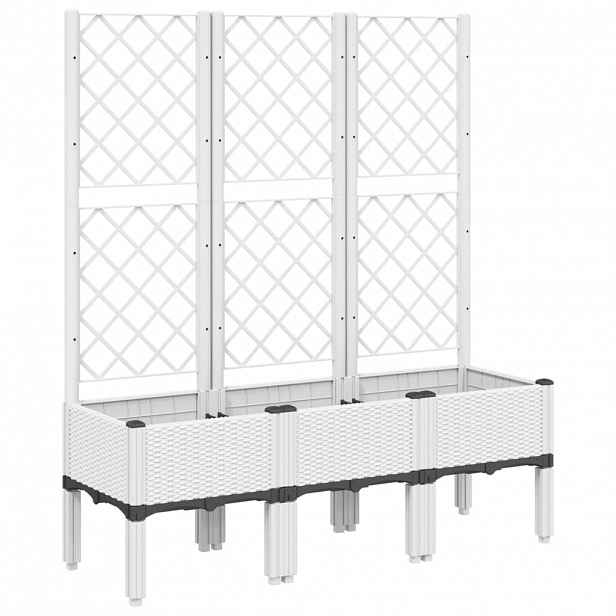vidaXL Zahradní truhlík s treláží bílý 120 x 40 x 142 cm PP