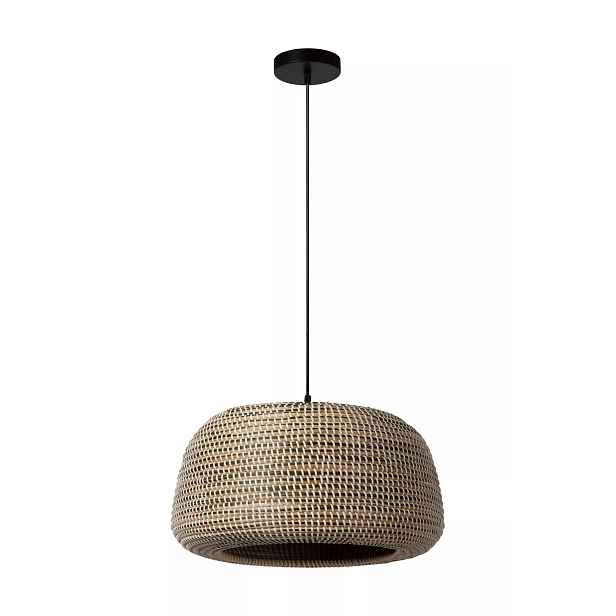 Závěsná lampa Lucide Maduka krémová IP20 tráva E27 40W