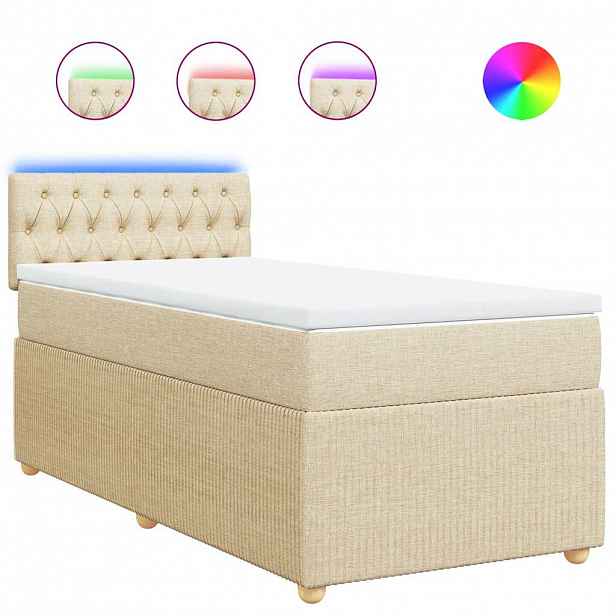 vidaXL Box spring postel s matrací krémová 100 x 200 cm textil
