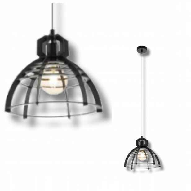 Rustikální závěsná lampa Černá Dřevo Kov Eglo Ipswich pro dům a kancelář