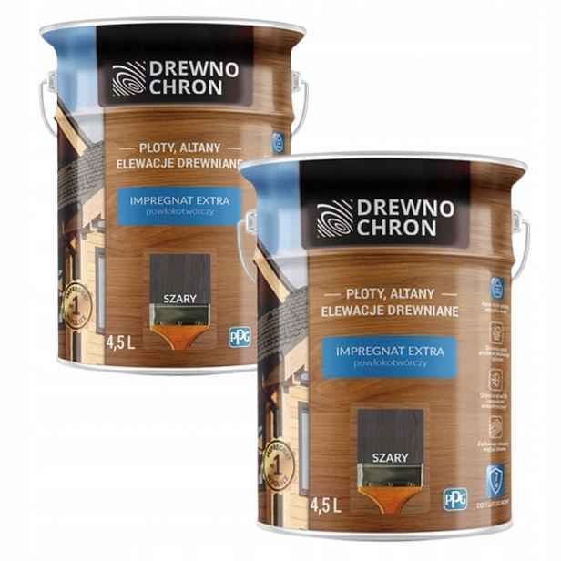 Set Drewnochron Extra 2x4,5L Impregnat Na Dřevo Povrchový Šedý 9L