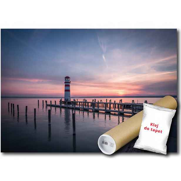 Vinylová fototapeta Moře Maják Molo Západ slunce Krajina 152x104