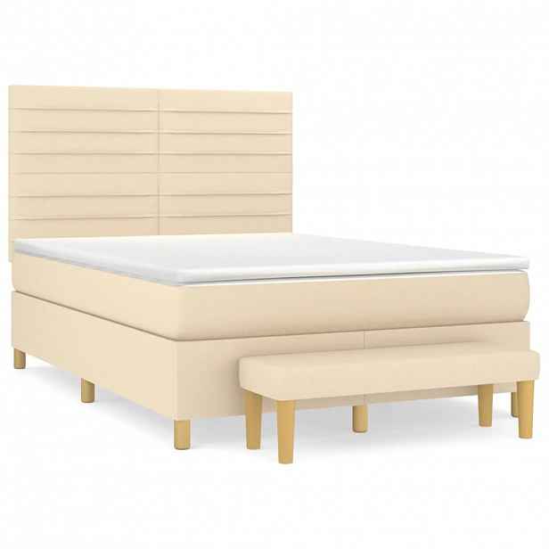 vidaXL Box spring postel s matrací krémová 140x190 cm textil