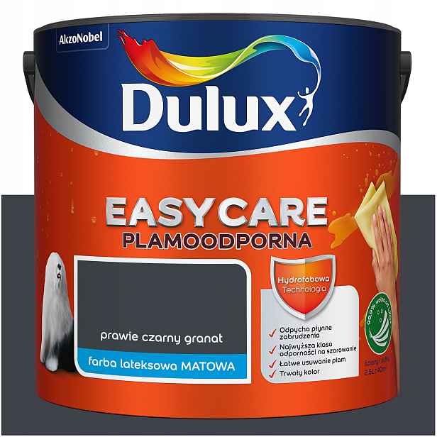 Barva na stěny stropu odolná proti skvrnám Dulux Easycare Téměř černá Granátová 2,5L
