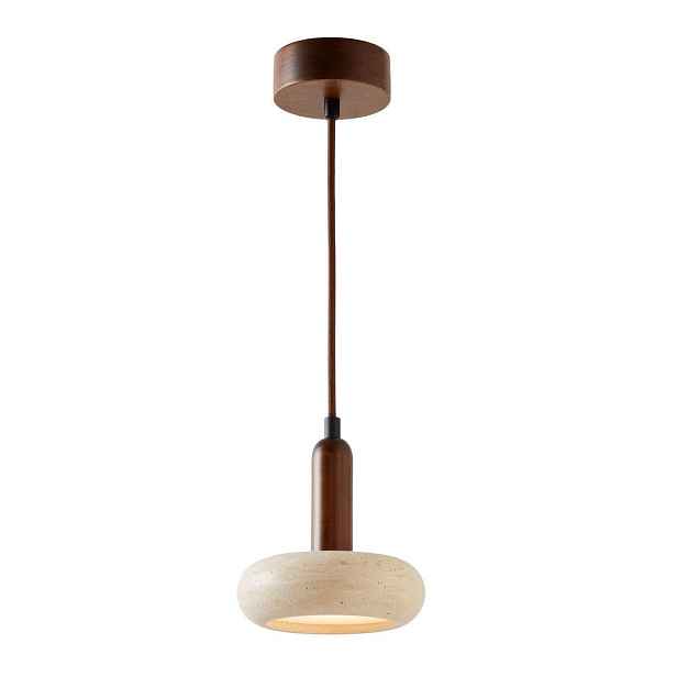 Hnědé/béžové LED závěsné svítidlo s kamenným stínidlem ø 15 cm Karo – Opviq lights