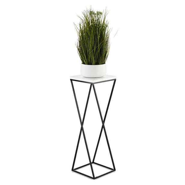 HowHomely Květinový stojan LOFT I 70 cm černý/bílý