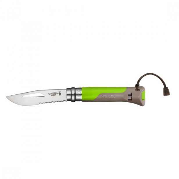 N°08 kapesní nůž s píšťalkou, nerezová ocel, 8,5 cm, "Outdoor", Green