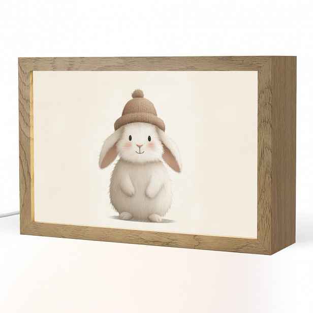 OnlyWow NOČNÍ LAMPIČKA Králík - Klobouk - Uši - béžový 30x20 cm