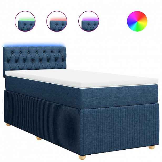 vidaXL Box spring postel s matrací modrá 100 x 200 cm textil