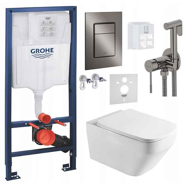 Set Wc Stelaz Grohe Wc Mísa Tornado Tlačítko Grafit baterie grafit