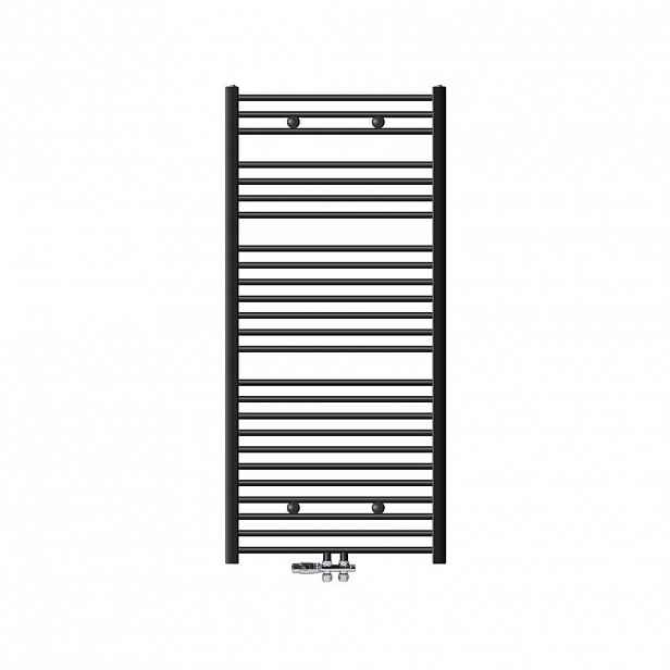 LuxeBath KOUPELNOVÉ těleso Sahara 750 × 1500 mm, antracitové, zakřivené, s ventilem, průchozí