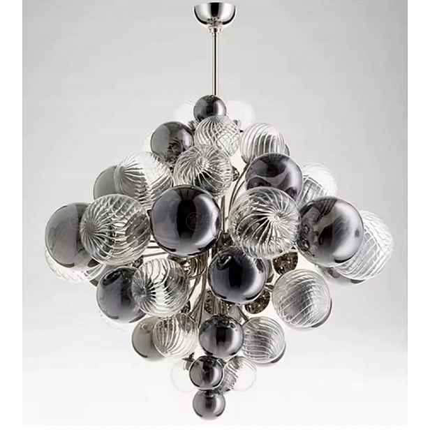 Závěsná lampa Crystal Bubbles skleněné koule chrom moderní 20xG9 Efektní