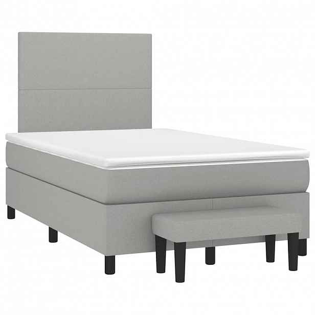 vidaXL Box spring postel s matrací světle šedá 120x190 cm textil