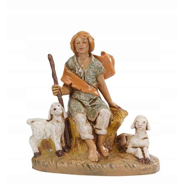 Figurka Fontanini – Pastýř sedící s ovcemi – 12 cm
