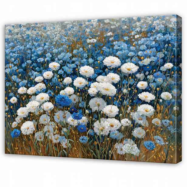 Obraz Modré Květiny Sedmikrásky Do Předsíně Kanceláře Moderní 120x80