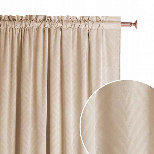 ROOM99 Závěs 140x250 krémová páska Wave žabky tunel hrubý Leafly