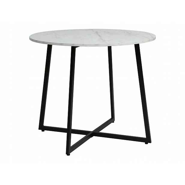 Stůl Luna bílý mramor/černý fi 90 cm do kuchyně jídelny Sig