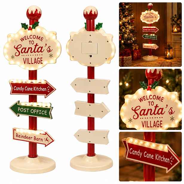 Vánoční Led ukazatel 95 cm Welcome Santa Dekorace