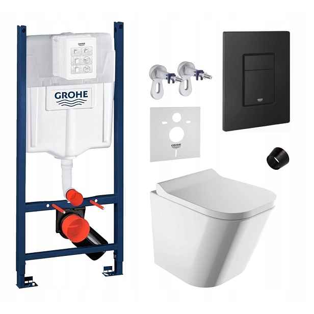 Wc sada Grohe s miskou Omnires Fontana s tlačítkem černá matná Fresh