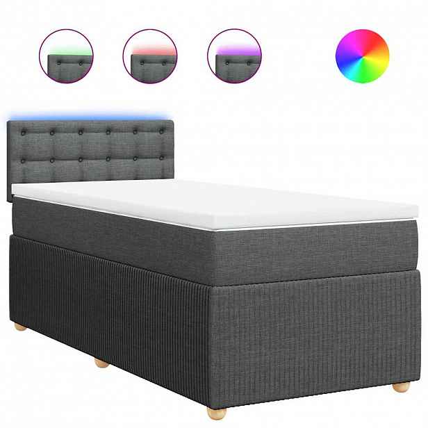 vidaXL Box spring postel s matrací tmavě šedá 100 x 200 cm textil