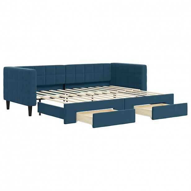 vidaXL Válenda s přistýlkou a zásuvkami modrá 80 x 200 cm samet