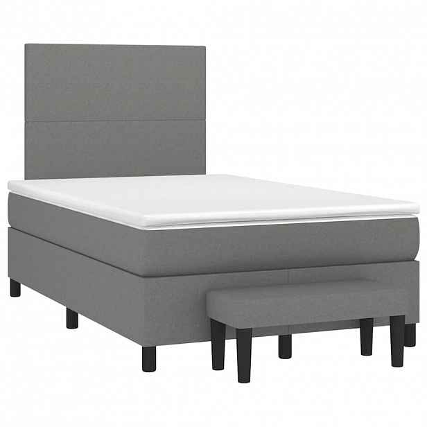 vidaXL Box spring postel s matrací tmavě šedá 120x190 cm textil