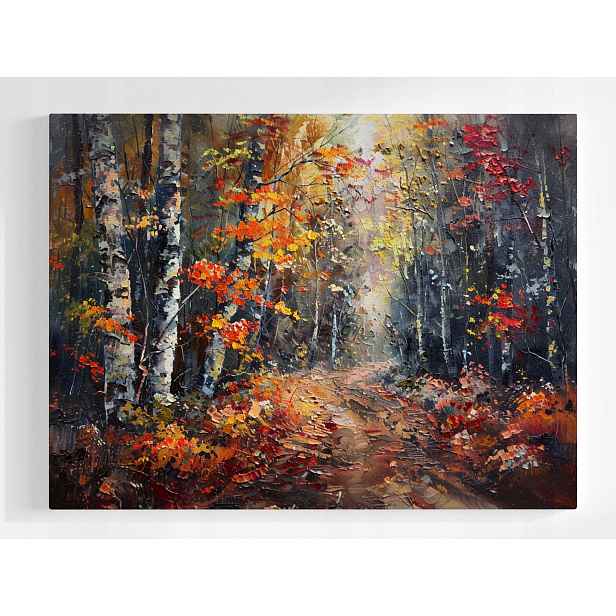 Plakát Krajina Les Stromy Podzim Stezka Listy 100x75