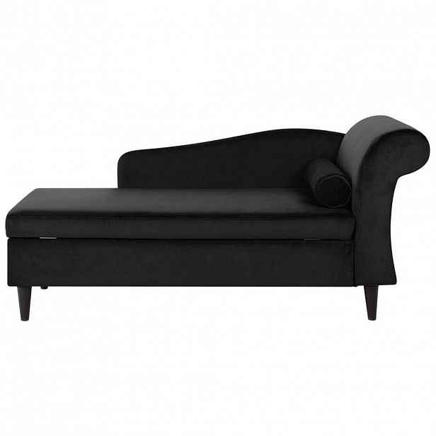 Beliani ČALOUNĚNÉ LEHÁTKO CHAISE LONGUE Sametová látka černé pravostranné Luiro