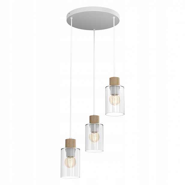 Milagro Závěsná lampa Madera MLP8556 Bílá 3xE27 Regulovatelné Sklo Kovové Dre